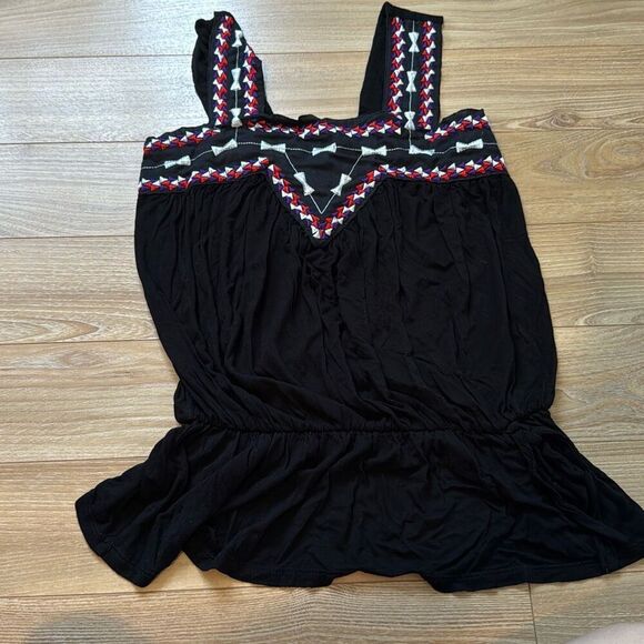 Chevron Stitching Crisscross Peplum Top Size Medium - Picture 1 of 5